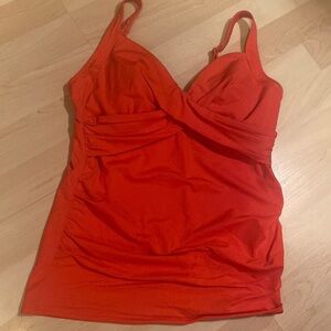 Lands’‎ End 10L Tankini tummy control top orange/red